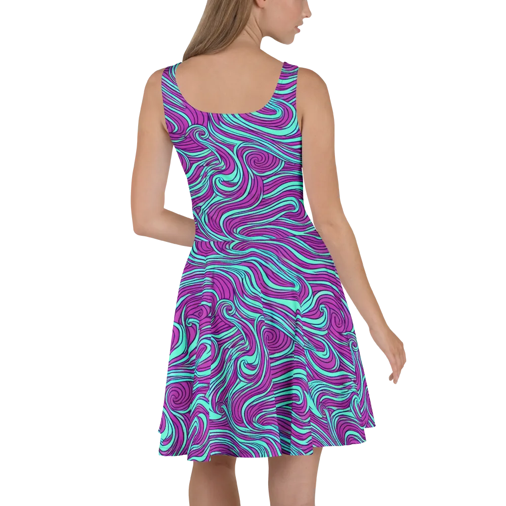 Neon Tidal on Skater Dress — Back