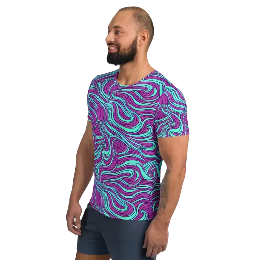 Neon Tidal on a Men's Athletic T-Shirt