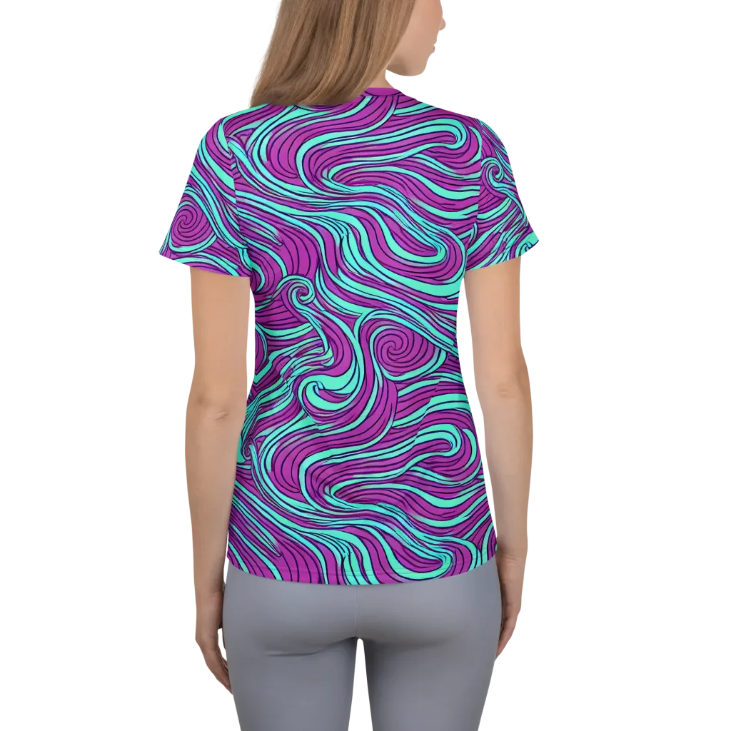 Neon Tidal on Women's Athletic T-Shirt — Back