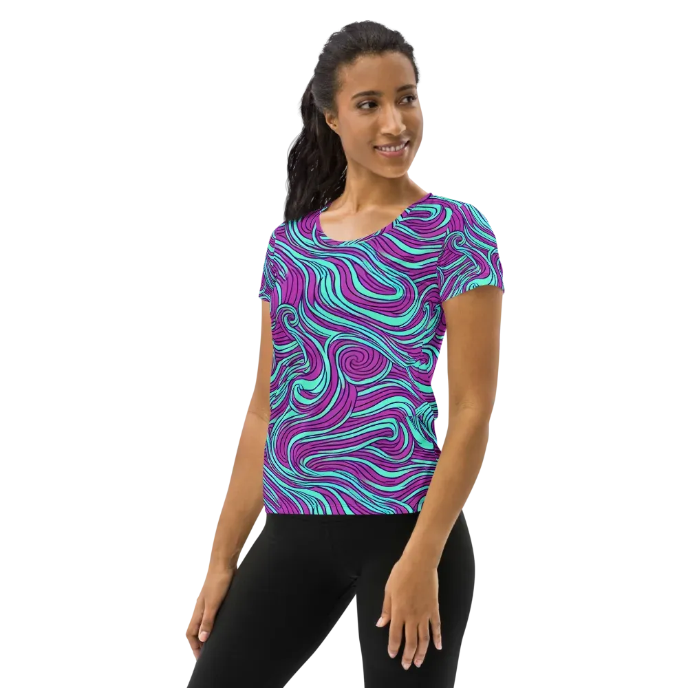 Neon Tidal on Women's Athletic T-Shirt — Left