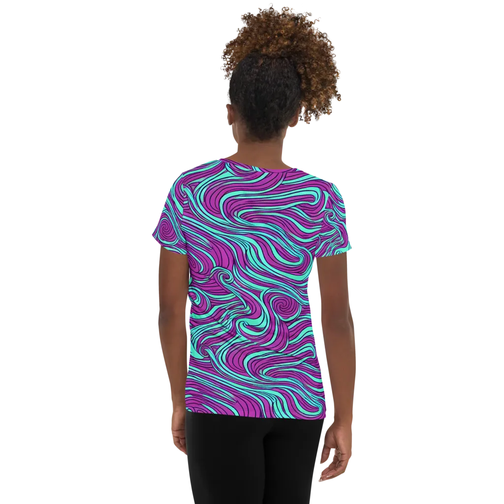 Neon Tidal on Women's Athletic T-Shirt — Back