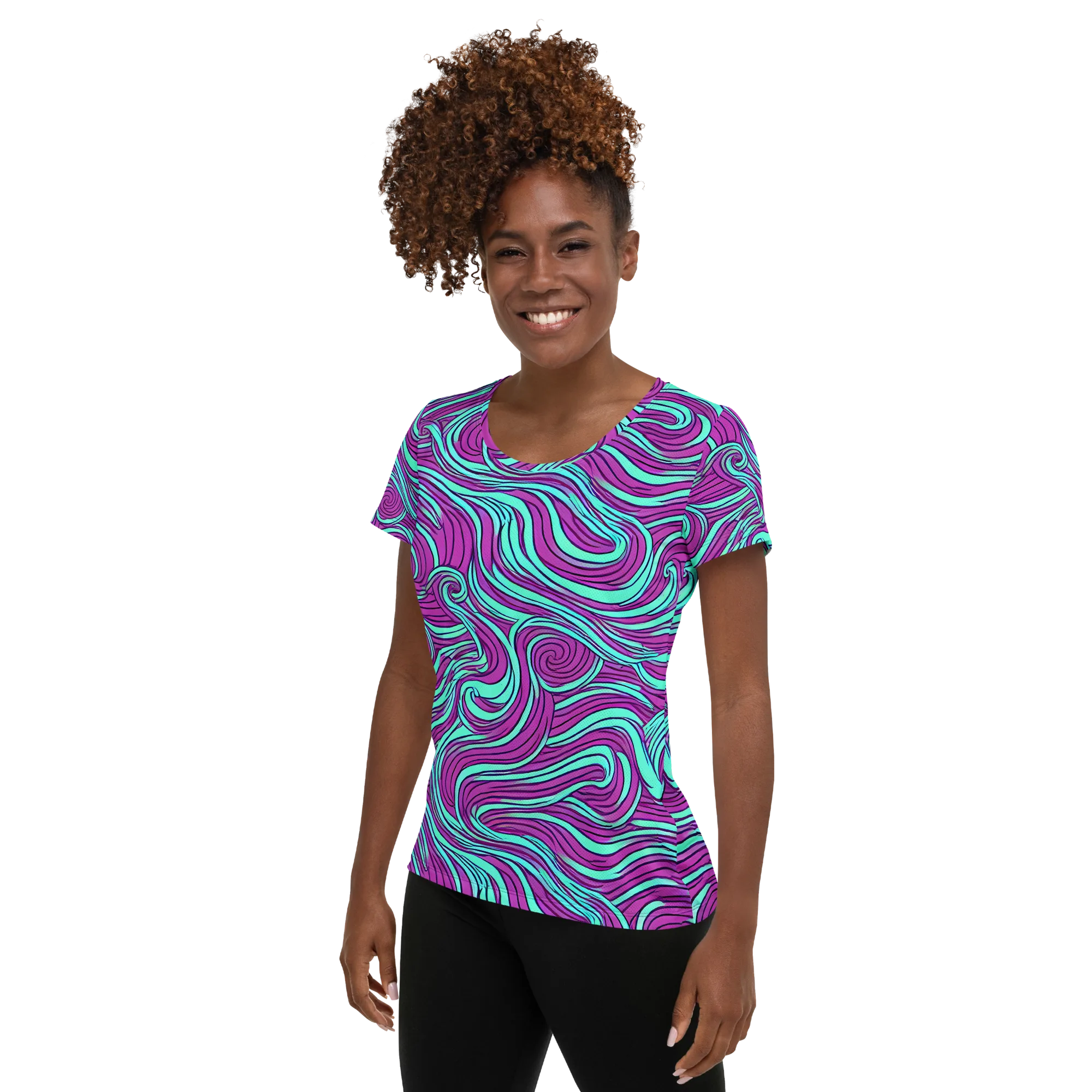 Neon Tidal on Women's Athletic T-Shirt — Left