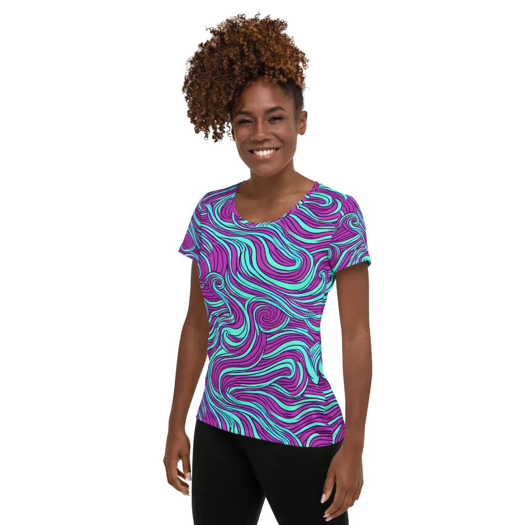 Neon Tidal on Women's Athletic T-Shirt — Left