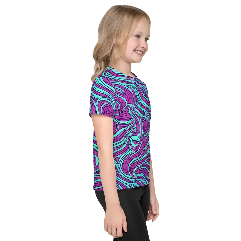 Neon Tidal on Kids Crew Neck T-Shirt — Right