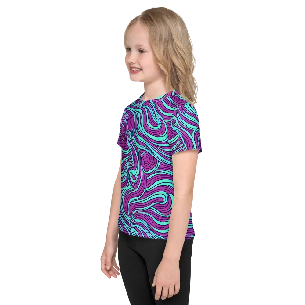 Neon Tidal on Kids Crew Neck T-Shirt — Left