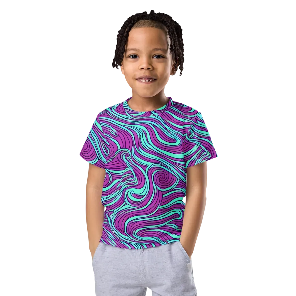 Neon Tidal on Kids Crew Neck T-Shirt — Front