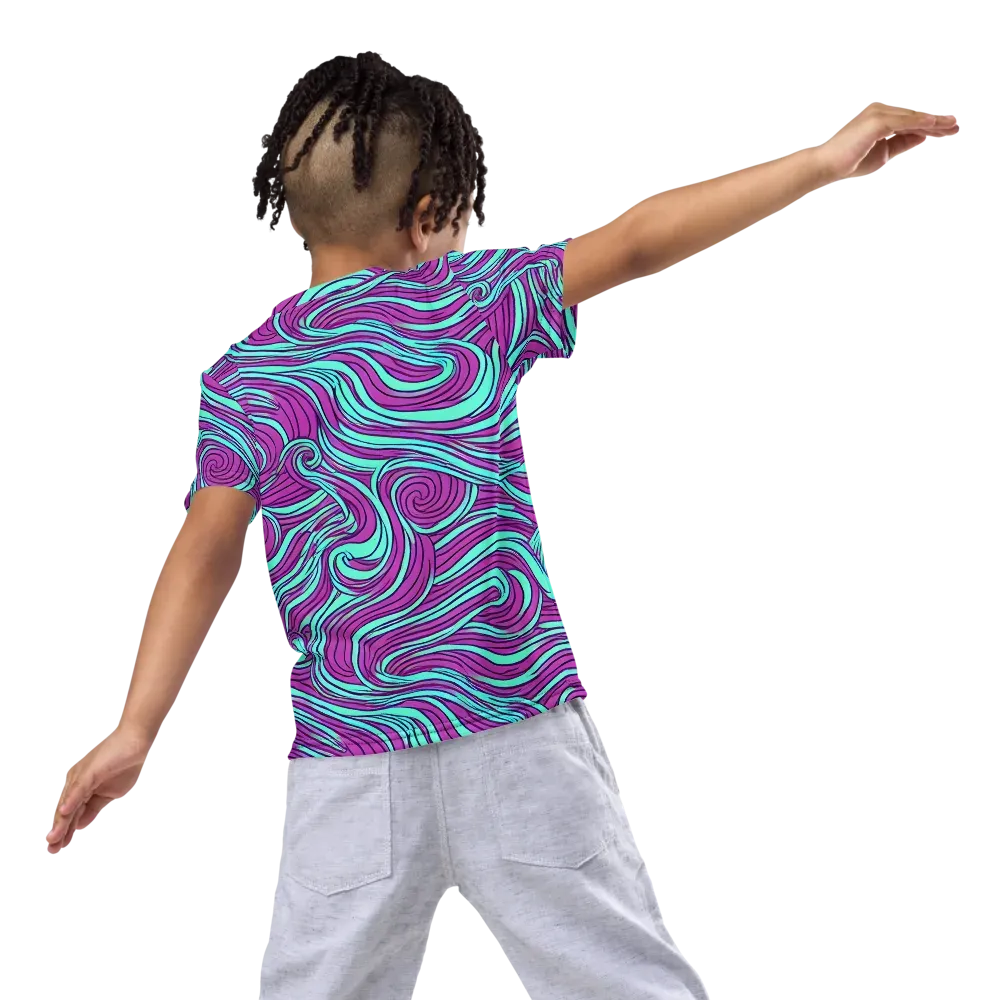 Neon Tidal on Kids Crew Neck T-Shirt — Back