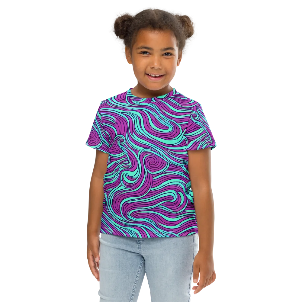 Neon Tidal on Kids Crew Neck T-Shirt — Front