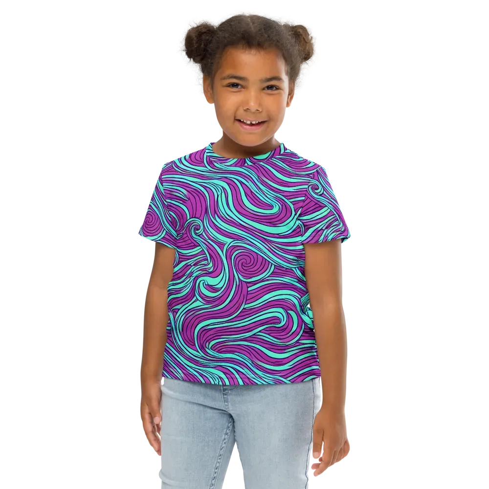 Neon Tidal on Kids Crew Neck T-Shirt — Front