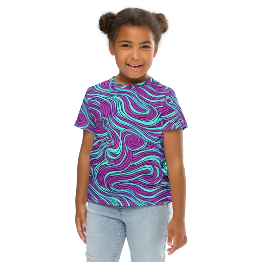 Neon Tidal on a Kids Crew Neck T-Shirt