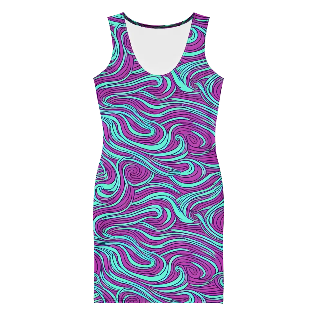 Neon Tidal on Bodycon Dress — Front