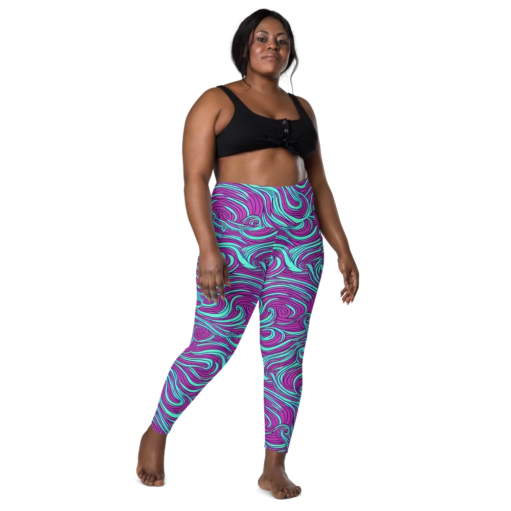 Neon Tidal on Leggings with Pockets — Front