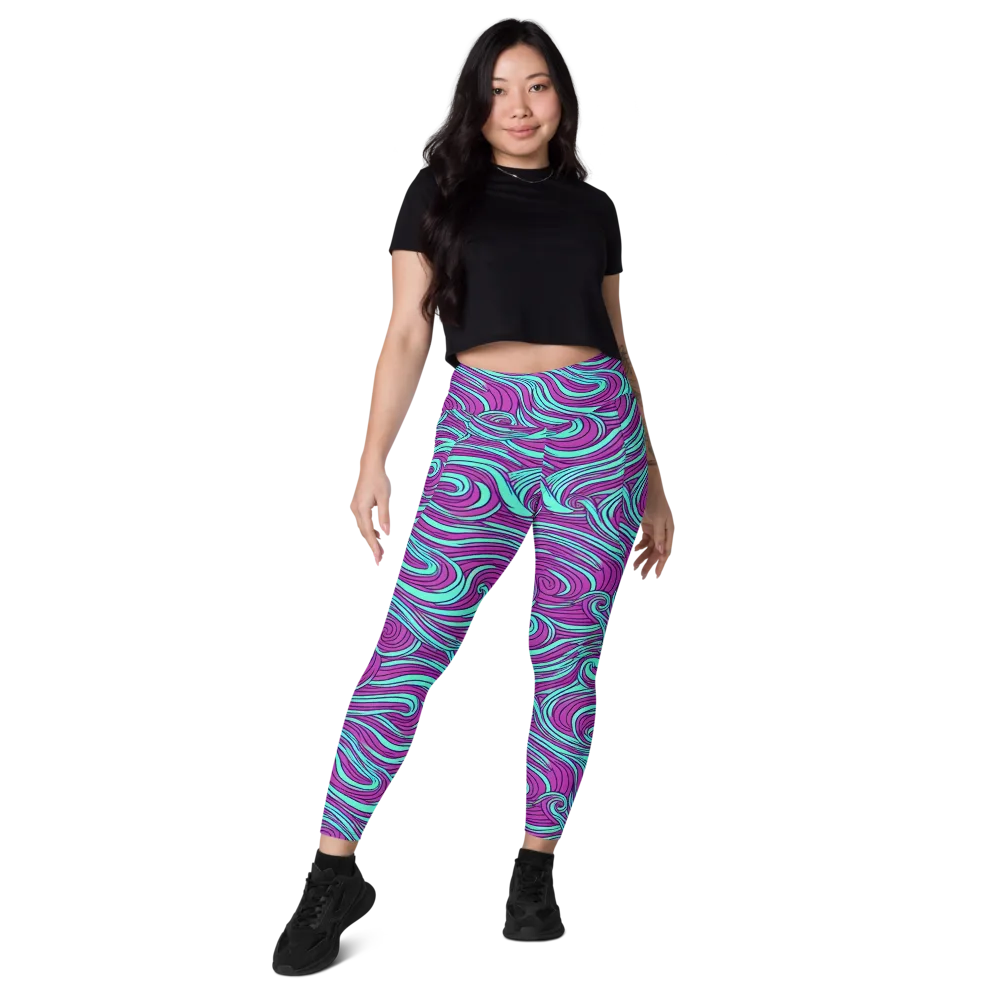 Neon Tidal on Leggings with Pockets — Front