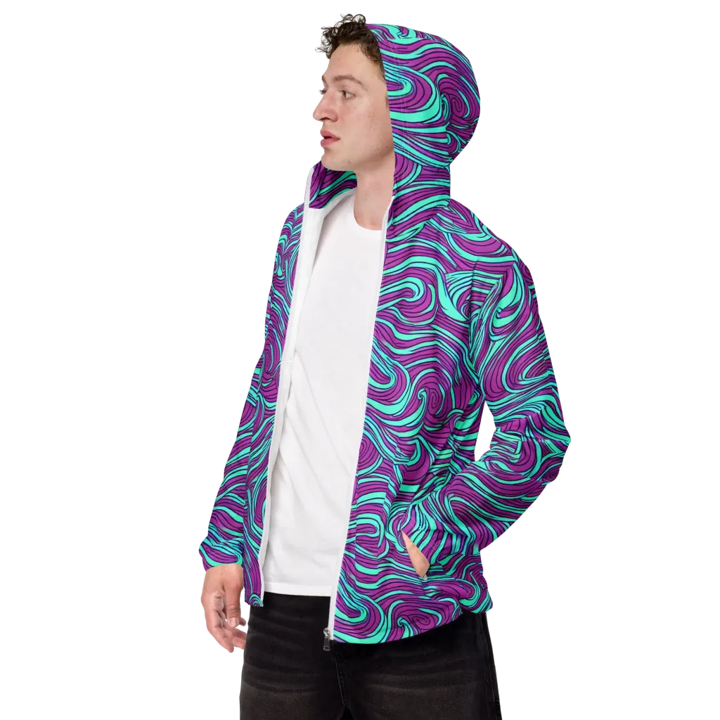 Neon Tidal on Men's Windbreaker — Left Front