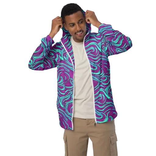 Neon Tidal on a Men's Windbreaker