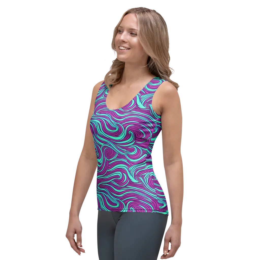 Neon Tidal on Women's Tank Top — Left Front
