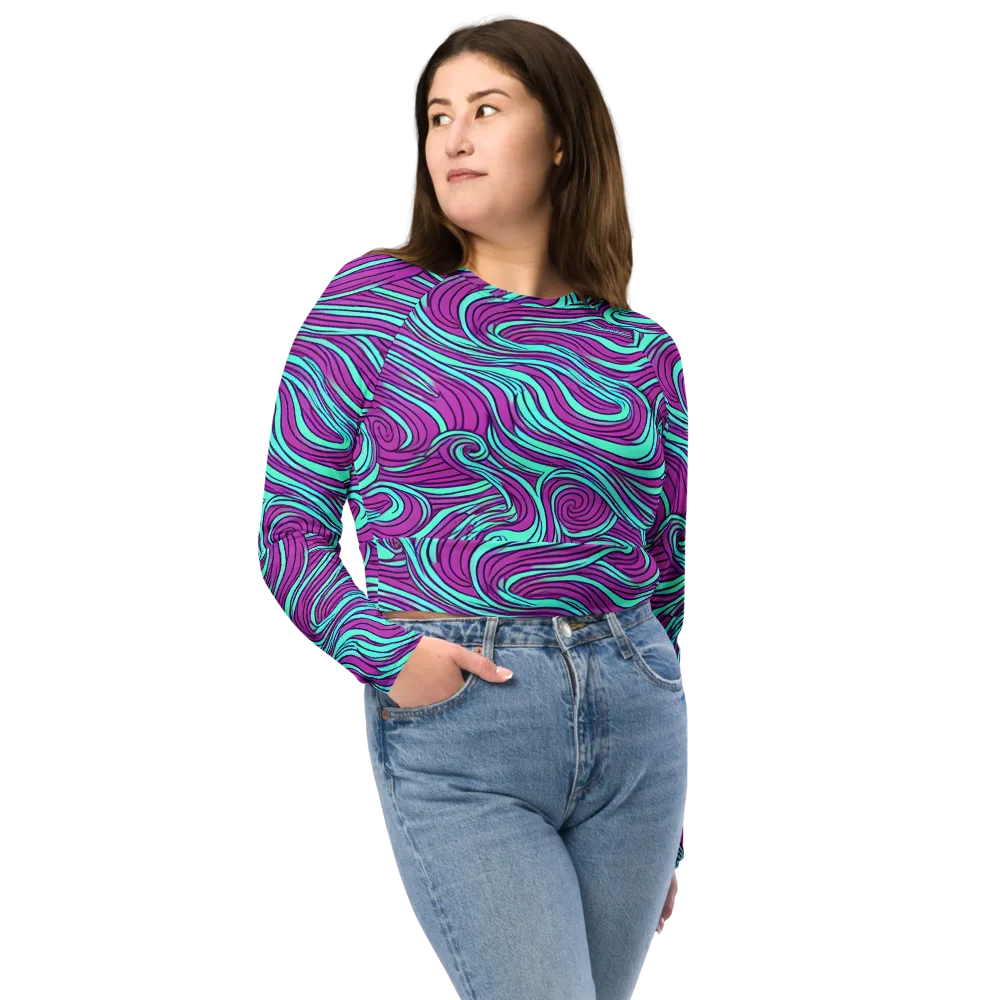 Neon Tidal on Long Sleeve Crop Top — Front