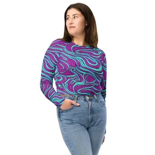 Neon Tidal on a Long Sleeve Crop Top