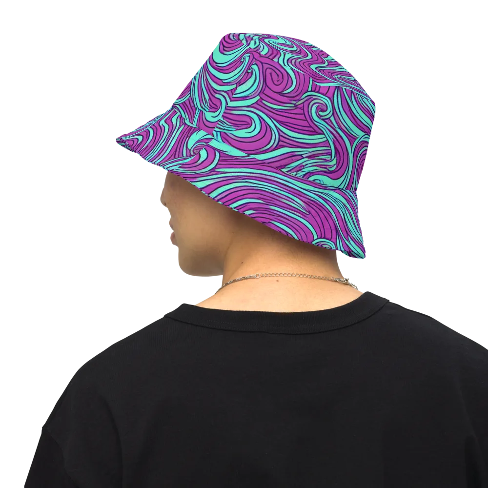 Neon Tidal on Reversible Bucket Hat — Back Inside