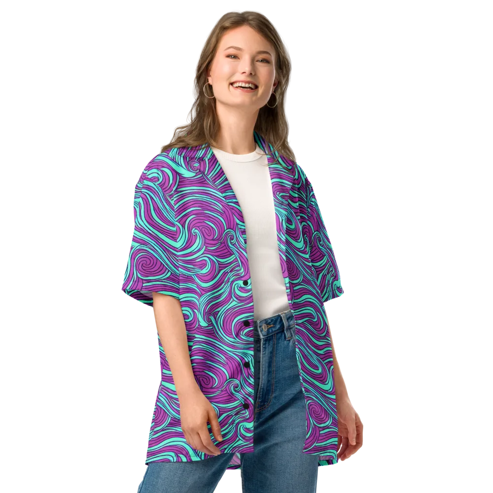 Neon Tidal on Button Shirt — Front