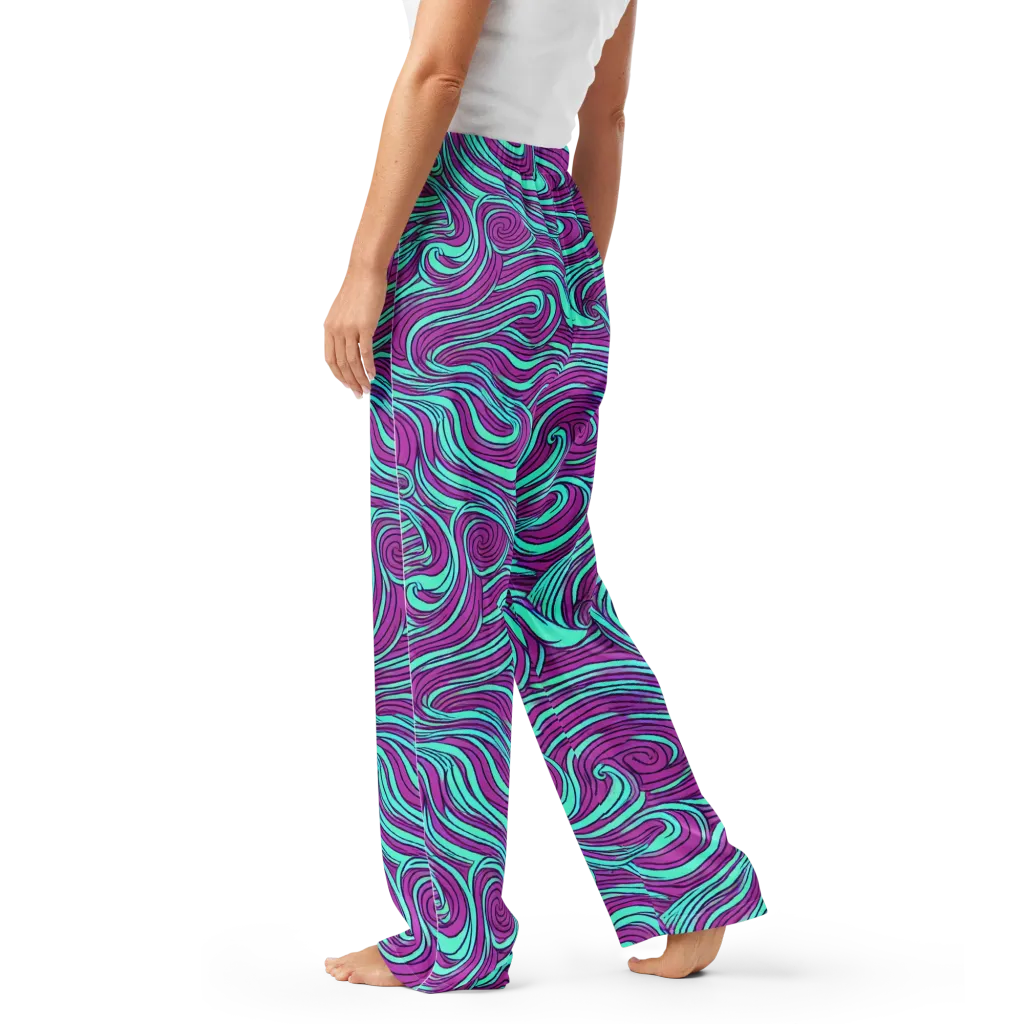 Neon Tidal on Women's Pajama Pants — Left