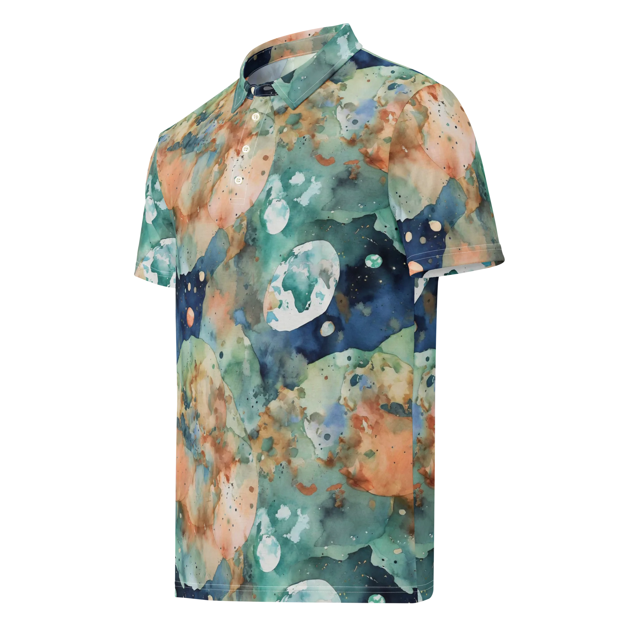 Celestial Watercolor on Men's Slim Fit Polo Shirt — Left Front