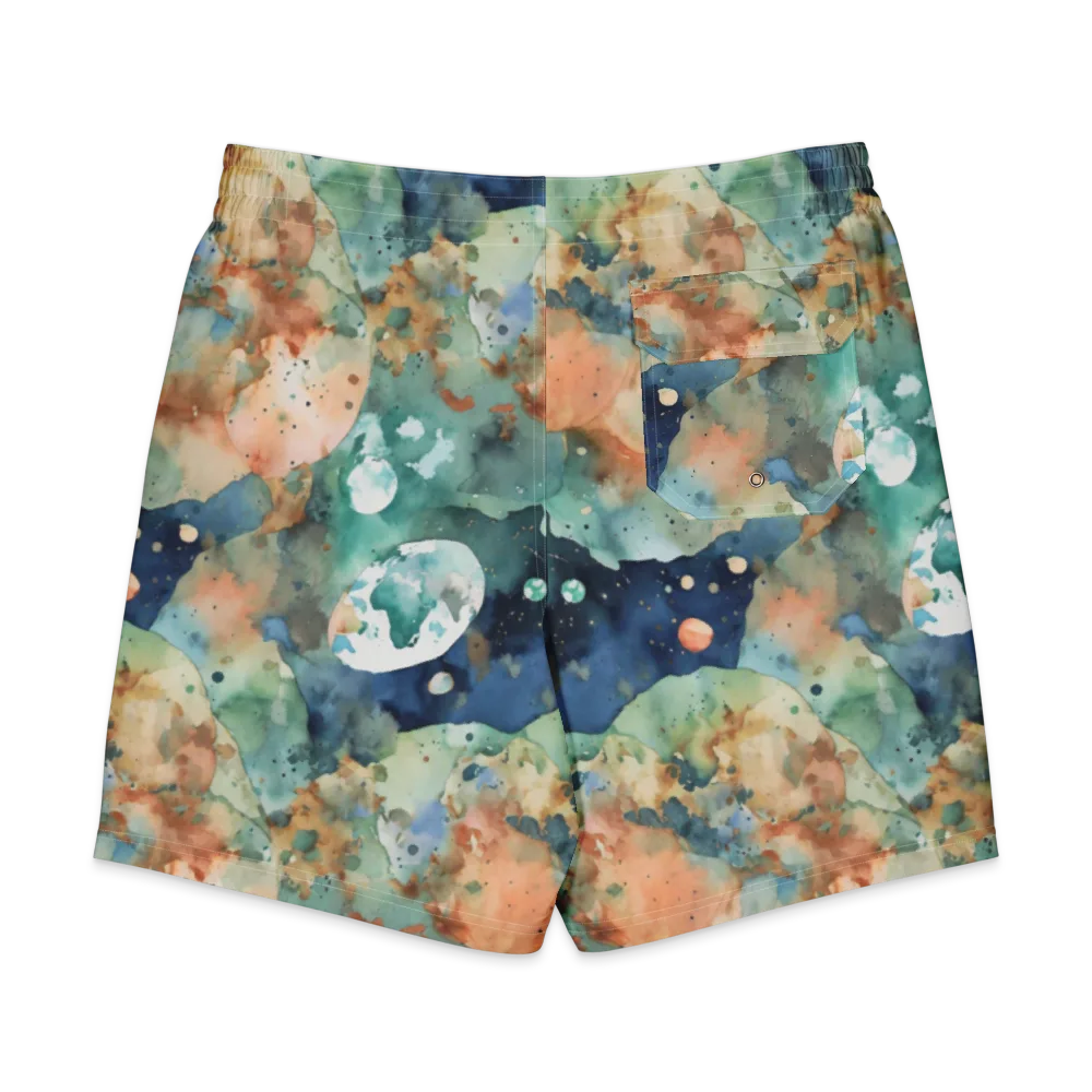 Celestial Watercolor on Men's Board Shorts — Back