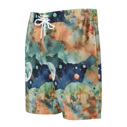 Celestial Watercolor on a Men's Board Shorts