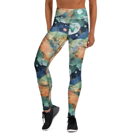 Celestial Watercolor on a Yoga Leggings