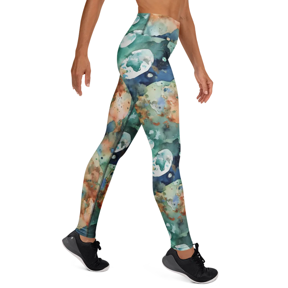 Celestial Watercolor on Yoga Leggings — Right
