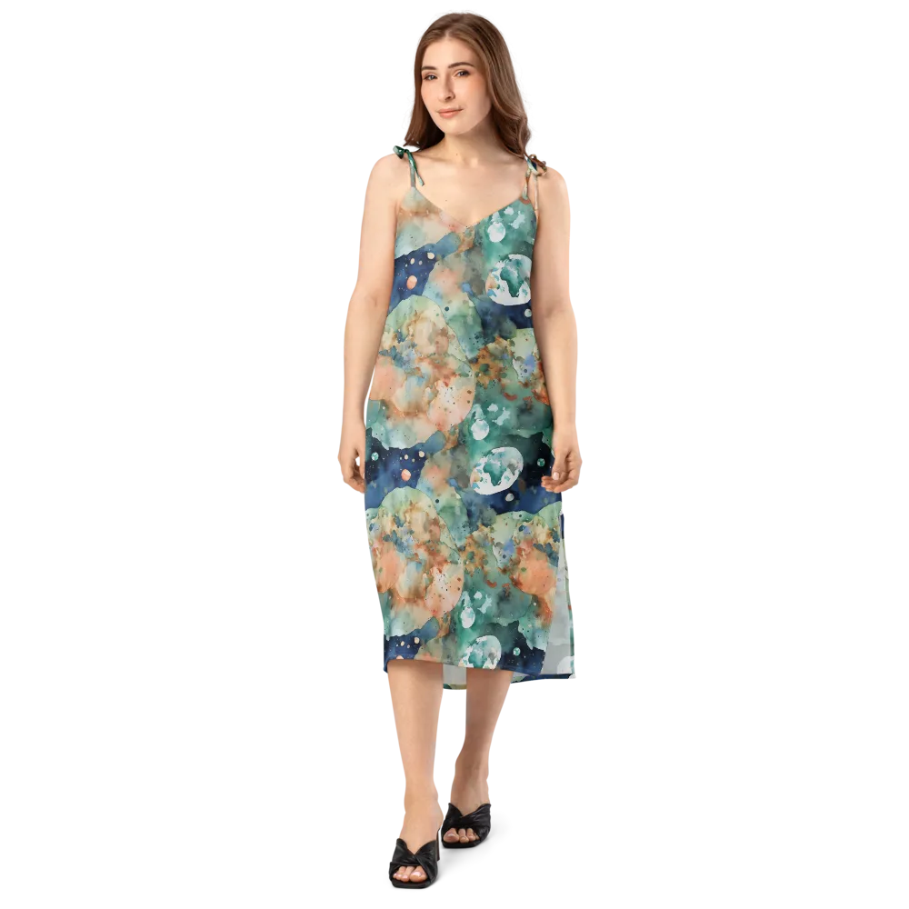 Celestial Watercolor on Slip Dress — Front