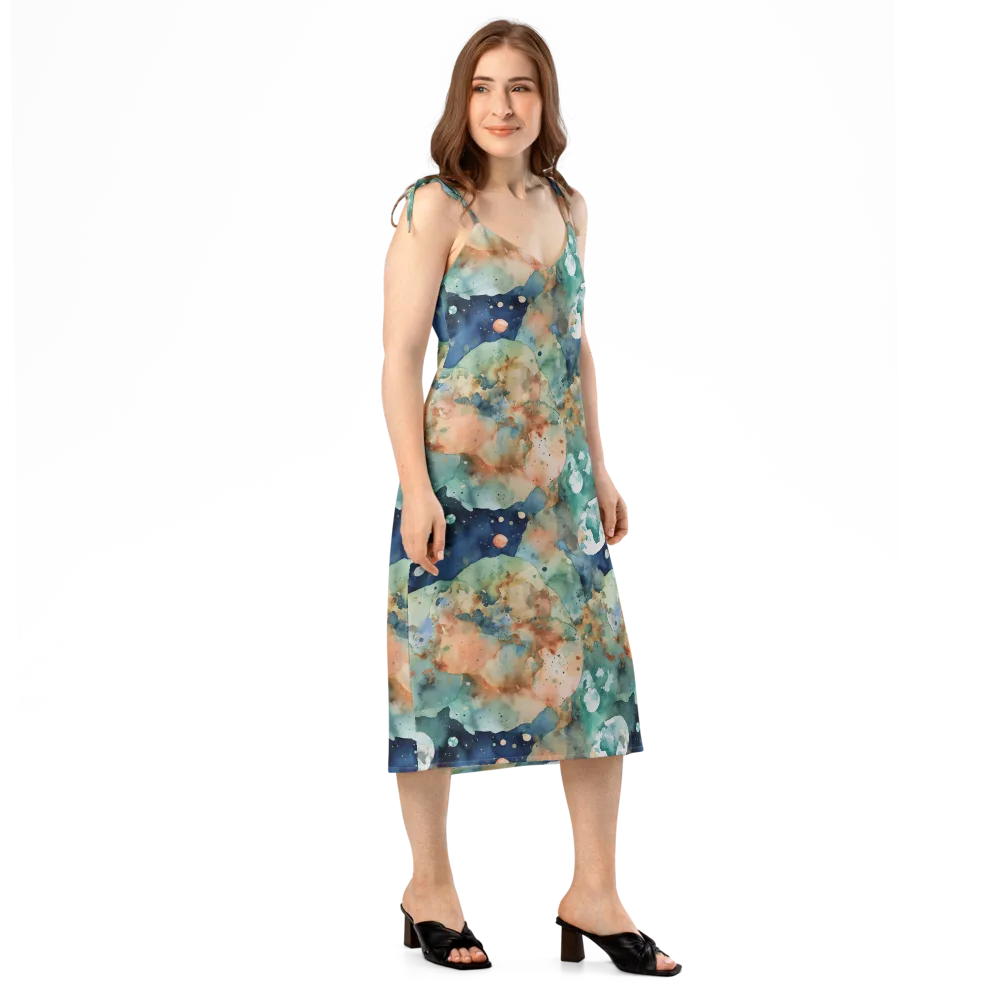 Celestial Watercolor on Slip Dress — Right Front