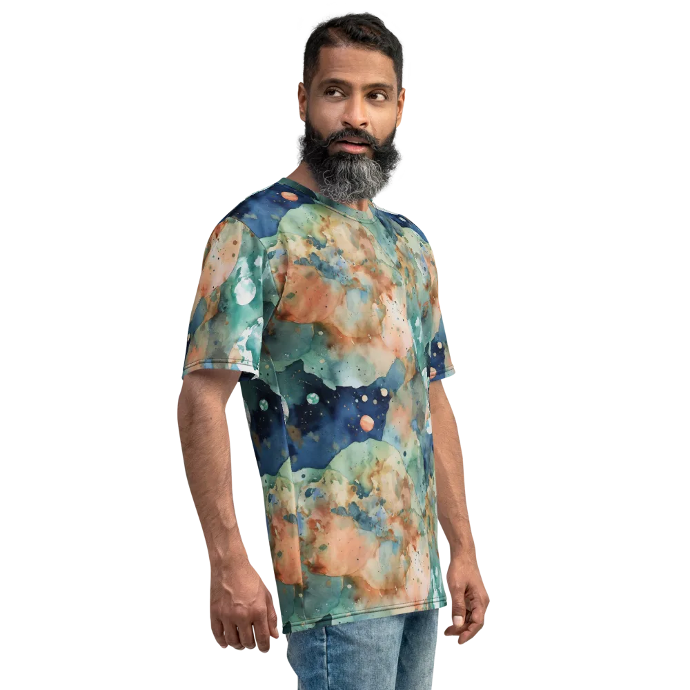 Celestial Watercolor on Men's Crew Neck T-Shirt — Right