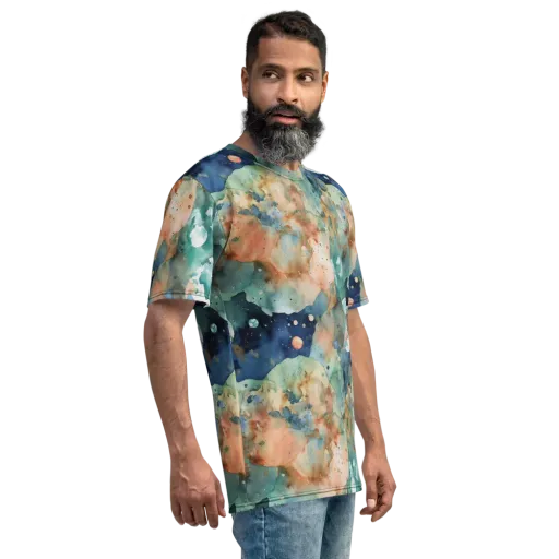 Celestial Watercolor on a Men's Crew Neck T-Shirt