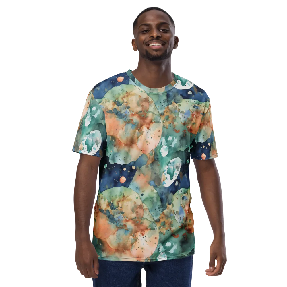 Celestial Watercolor on Men's Crew Neck T-Shirt — Front