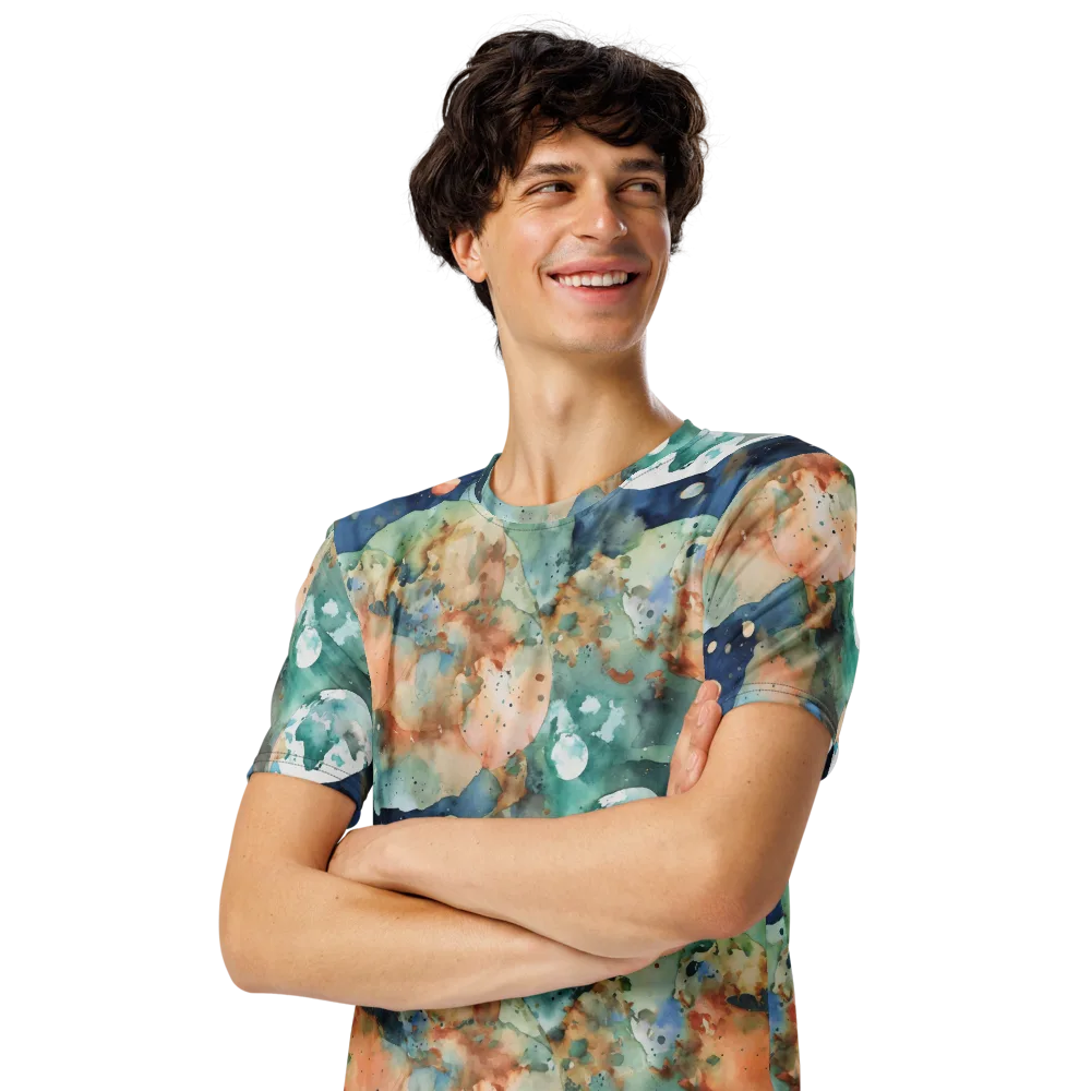 Celestial Watercolor on Men's Crew Neck T-Shirt — Left Front