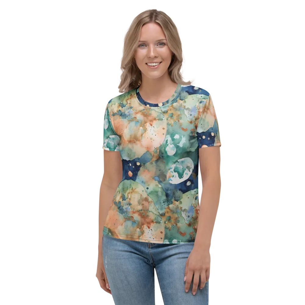 Celestial Watercolor on Women's Crew Neck T-Shirt — Front