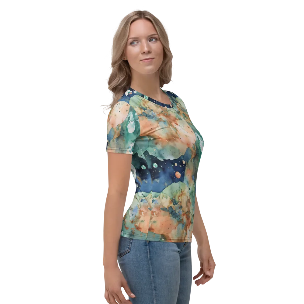 Celestial Watercolor on Women's Crew Neck T-Shirt — Right