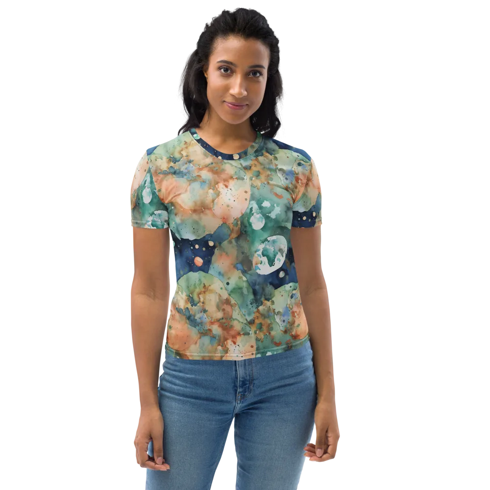 Celestial Watercolor on Women's Crew Neck T-Shirt — Front