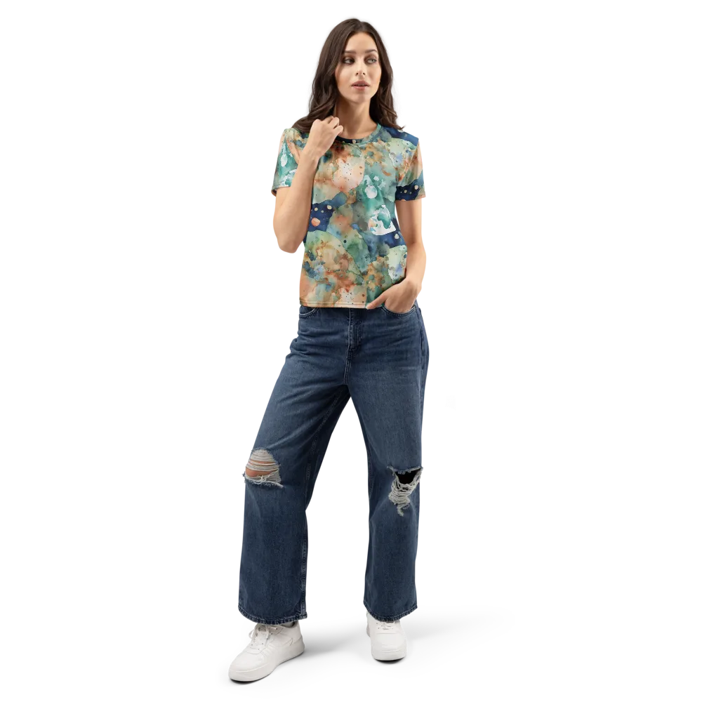 Celestial Watercolor on Women's Crew Neck T-Shirt — Front
