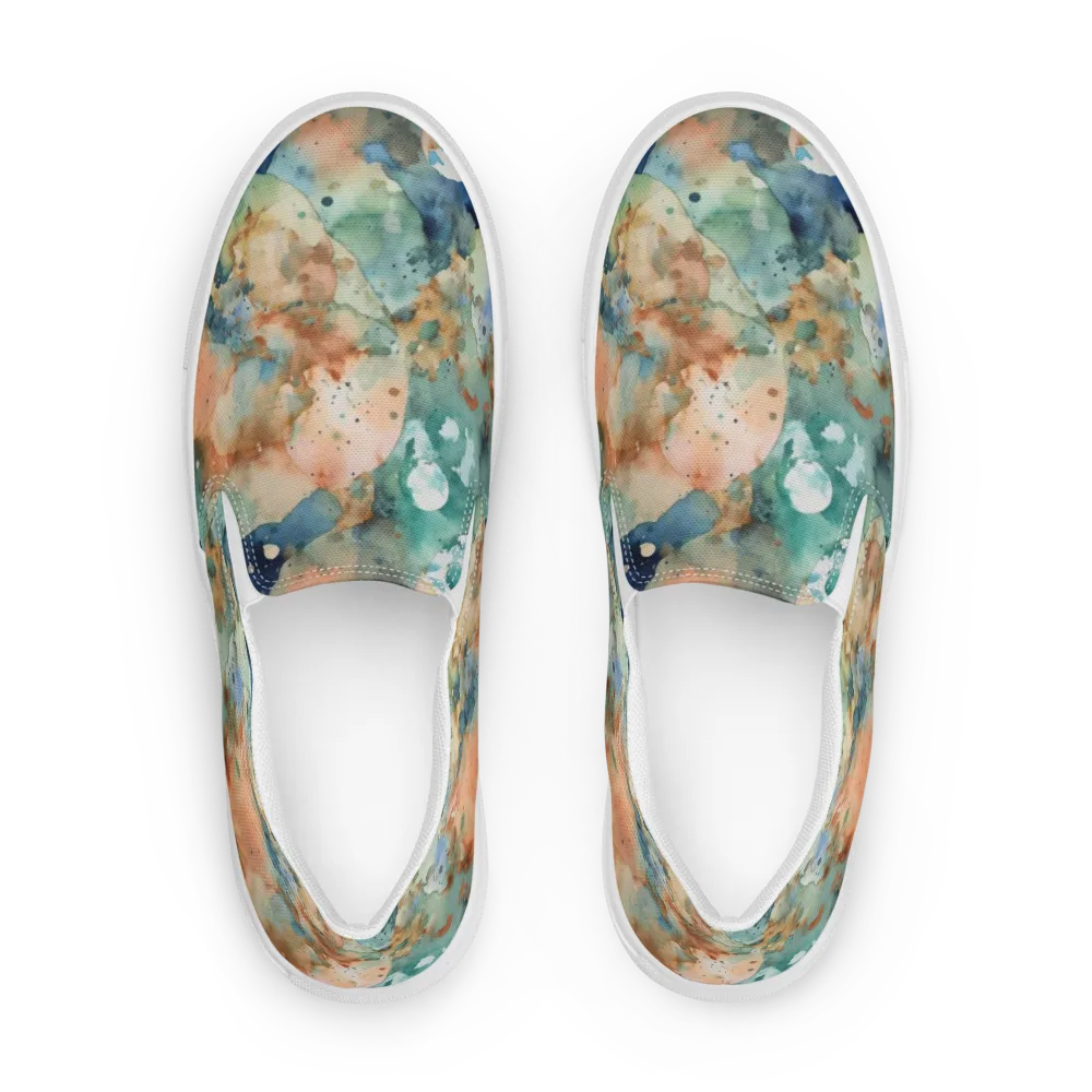 Celestial Watercolor on Men's Slip-On Canvas Shoes — Front