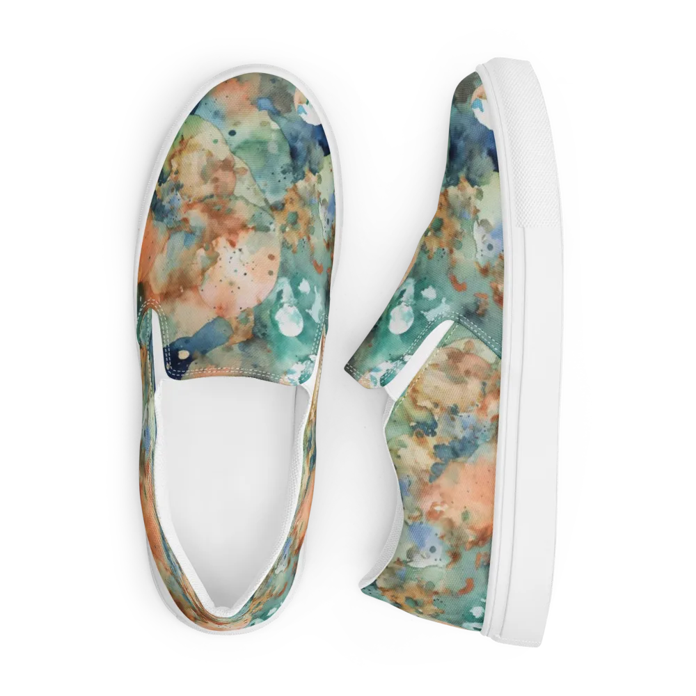Celestial Watercolor on Men's Slip-On Canvas Shoes — Front