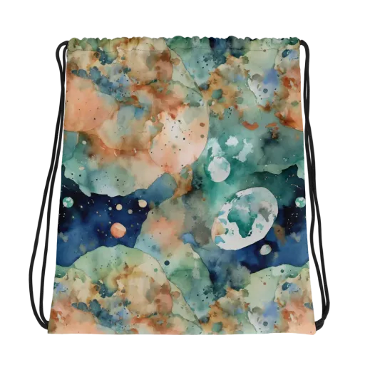 Celestial Watercolor on a Drawstring Bag