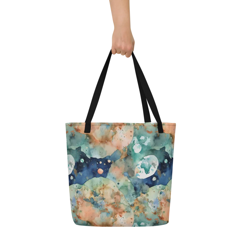 Celestial Watercolor on Large Tote Bag W/ Pocket — Front
