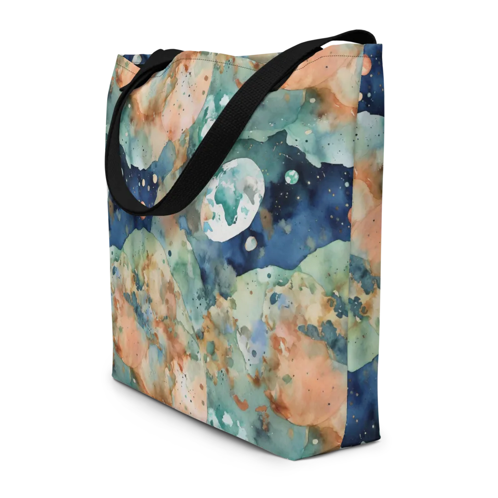 Celestial Watercolor on Large Tote Bag W/ Pocket — Front