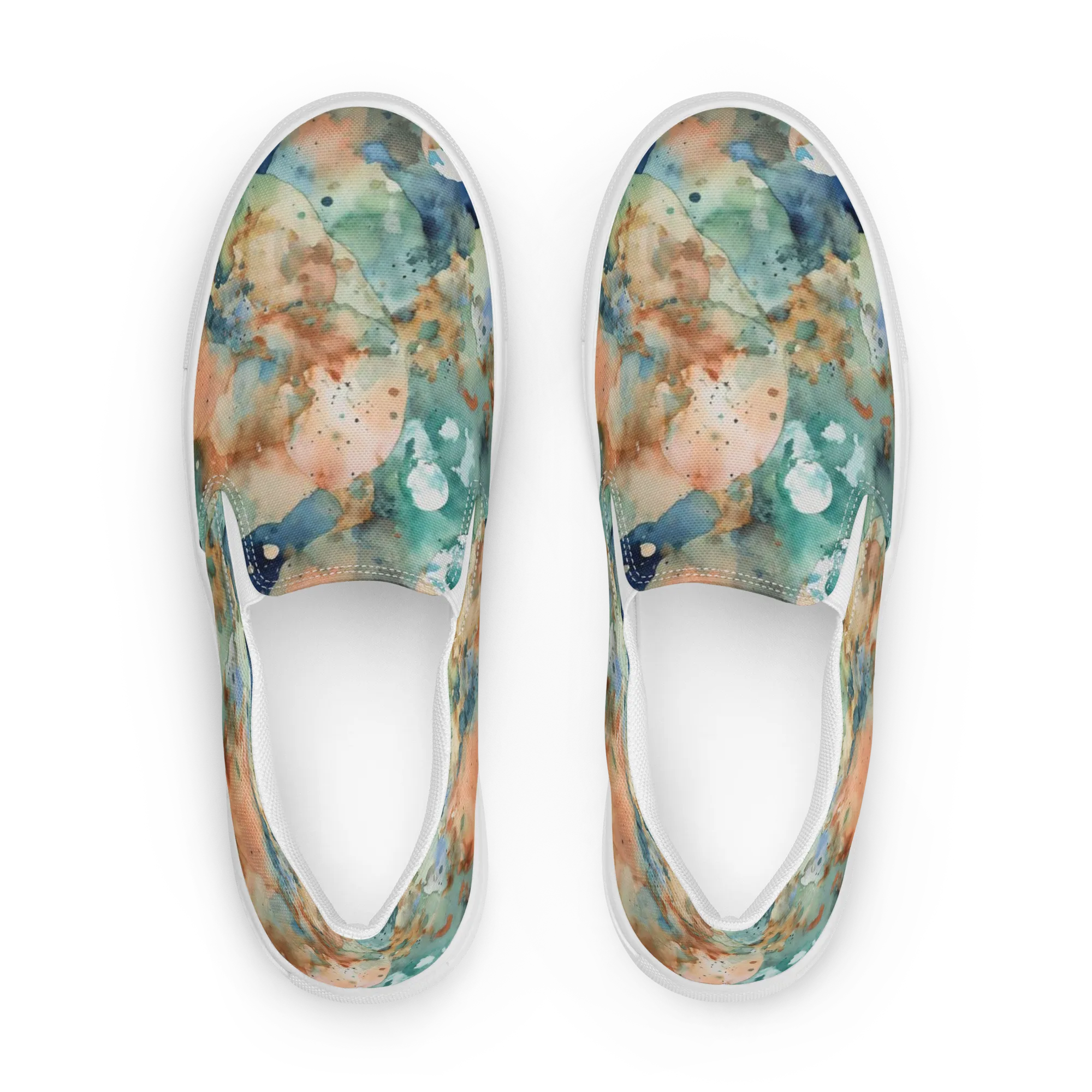 Celestial Watercolor on Women's Slip-On Canvas Shoes — Front