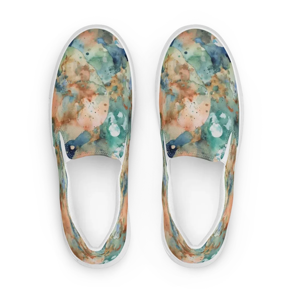 Celestial Watercolor on Women's Slip-On Canvas Shoes — Front