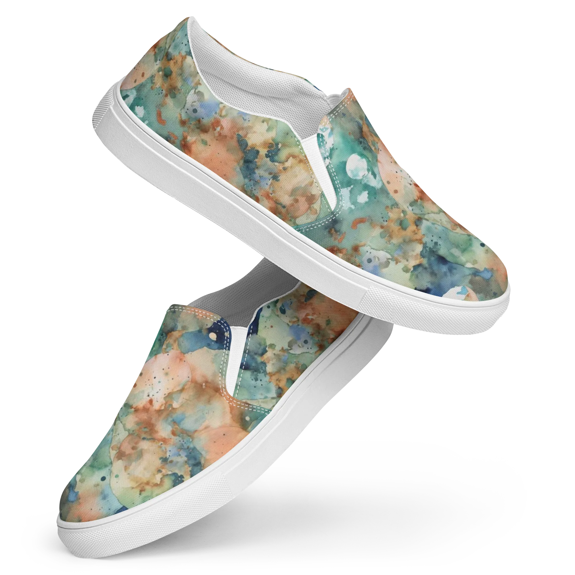 Celestial Watercolor on Women's Slip-On Canvas Shoes — Front