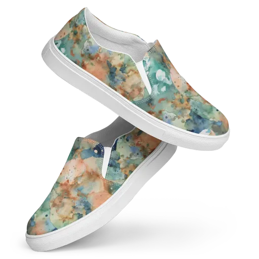 Celestial Watercolor on a Women's Slip-On Canvas Shoes