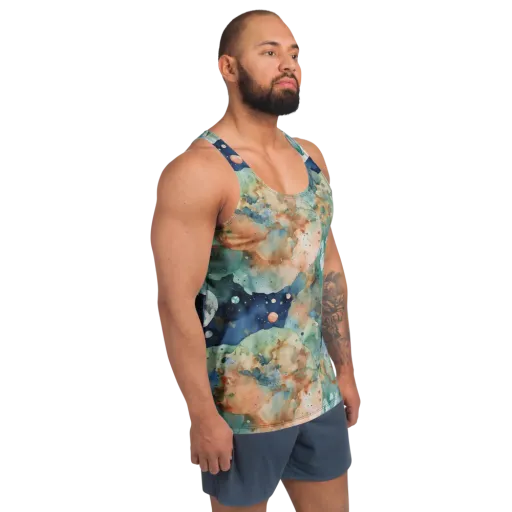 Celestial Watercolor on a Men's Tank Top